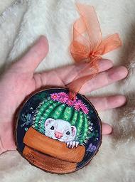 Collectables; Cactus; Hand painted wood slice; Stef