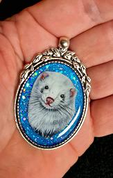 Collectables; Hand Painted Layered 3D Resin Pendant - Sparkle Ferret; Hand Painted Layered 3D Resin Pendant; Stef