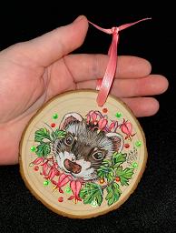 Collectables; Hand Painted Wood Slice - Bleeding Hearts; Painted Wood Slice; Stef