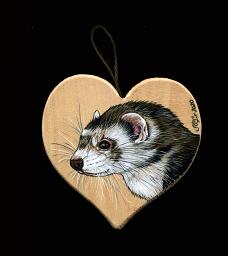 Collectables; Heart - Dark Nose Bib; Hand Painted Natural Wood Heart; Stef