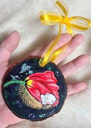 Collectables; Poppy; Hand painted wood slice; Stef