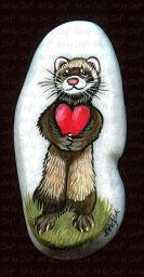 Collectables; Ferret Has Heart; Hand Painted Santorini Stone; Stef