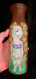 Collectables; Hand Painted Frosted Glass Vase - Honey Color/Alpaca; ; Stef