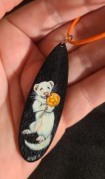 Collectables; Hand Painted Wooden Pendant - Black Lolly; Wooden Pendant; Stef