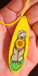 Collectables; Hand Painted Wooden Pendant - Yellow Sunflower; Wooden Pendant; Stef